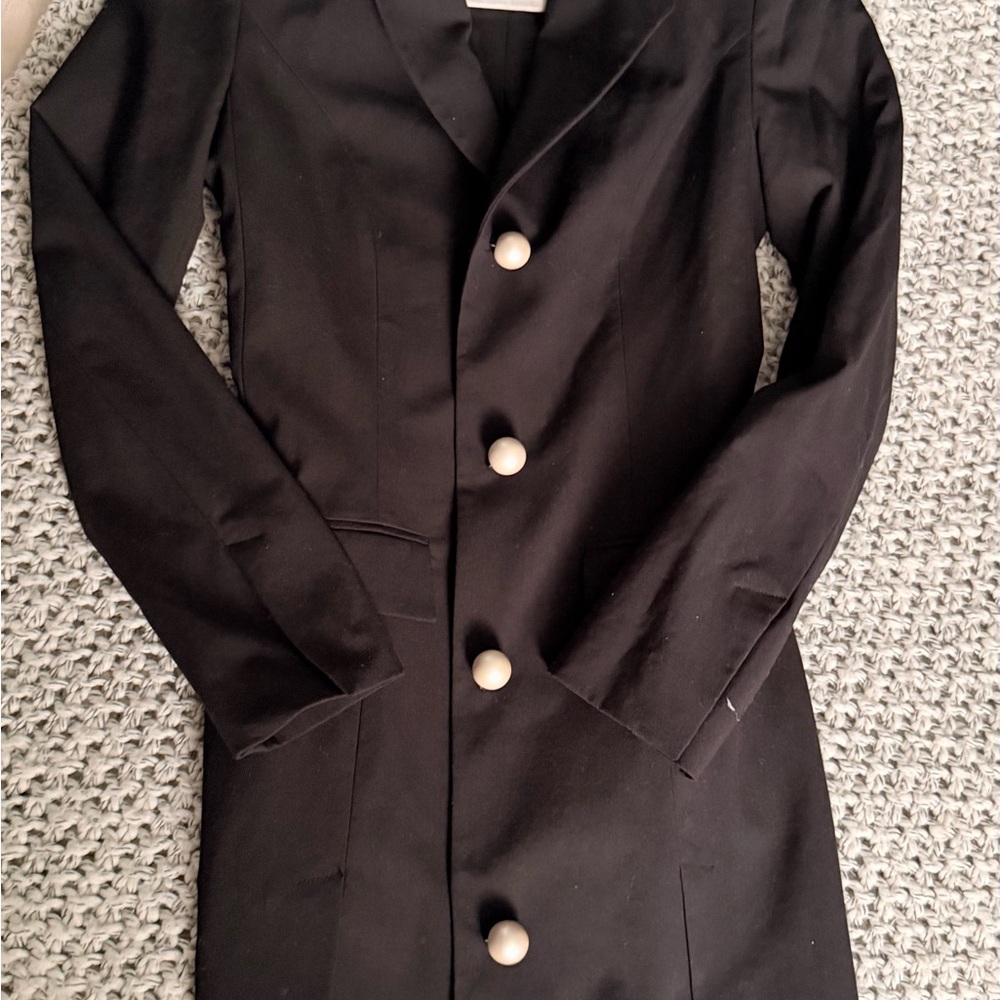 Zara Black Blazer with Pearl Buttons